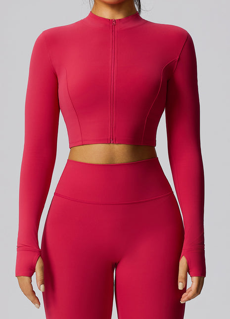 Women Red Quick-drying Sports Zip-up Yoga Jacket