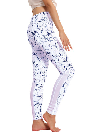 Women White Elastic Mesh Fitness Yoga Leggings
