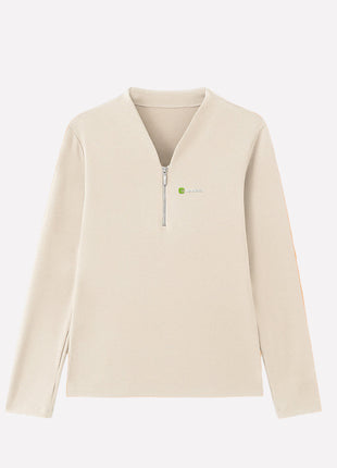 Women’s Beige Half Zipper Thermal Base Layer Top