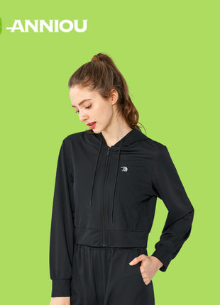 Women's Drawstring Hooded Yoga Shirt