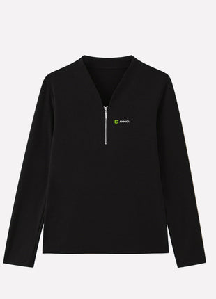 Women’s Black Half Zipper Thermal Base Layer Top
