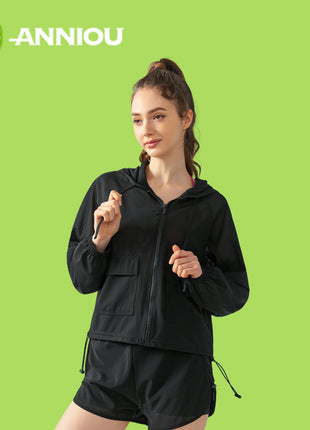 Women's Black Quick Dry Mesh Yoga Hoodies