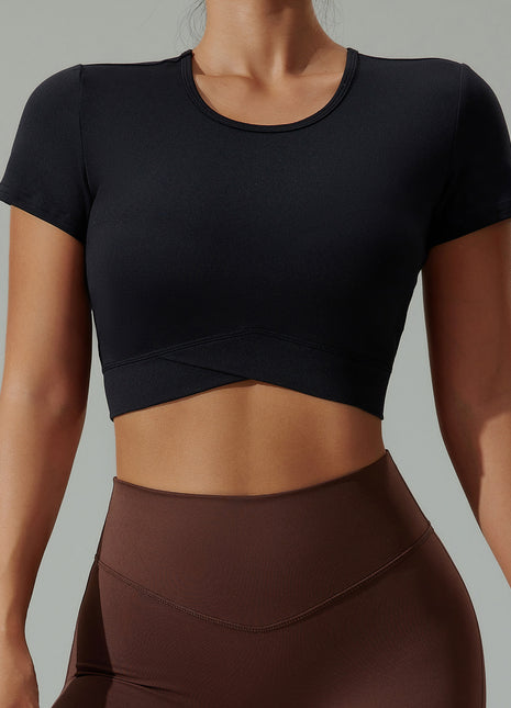 Women's Black Short Sleeve Crop Top T-Shirts
