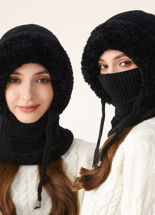 Women's Black Thickened 3 in 1 Knit Balaclavas
