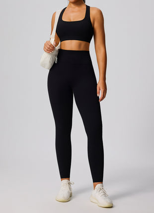 Women's Black Two-piece Fitness Yoga Suit