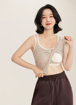 Women's Color-blocked Square Neck Vest with Padded Chest