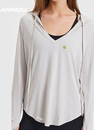Women's Grey Quick-Drying Cool Sports Yoga Hooded Tops