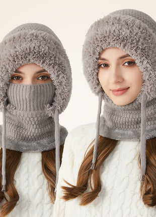 Women's Grey Thickened 3 in 1 Knit Balaclavas