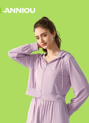 Women's Drawstring Hooded Yoga Shirt