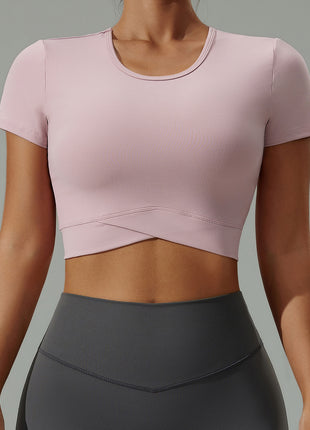 Women's Light Purple Short Sleeve Crop Top T-Shirts