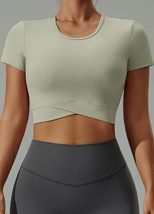 Women's Matcha Green Short Sleeve Crop Top T-Shirts