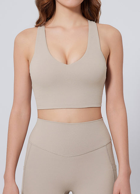 Women's Milk Tea H Shaped Shock Absorbing Sports Vest