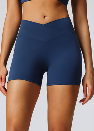 Women's Navy High Waisted Butt Lift Yoga Shorts