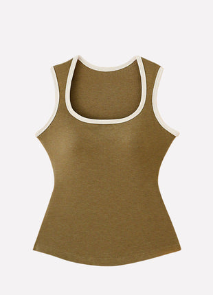 Women's Oliver Green Color-blocked Square Neck Vest