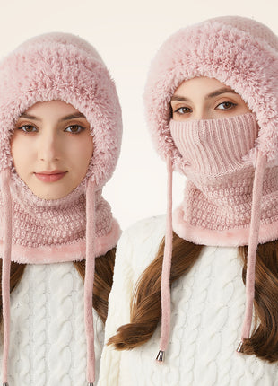 Women's Pink Thickened 3 in 1 Knit Balaclavas