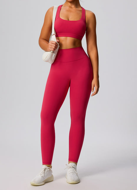 Women's Red Two-piece Fitness Yoga Suit