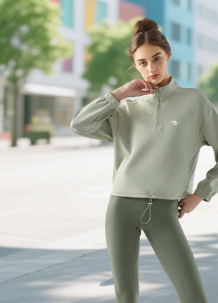 Women's Stand Collar Half Zip Sweatshirt
