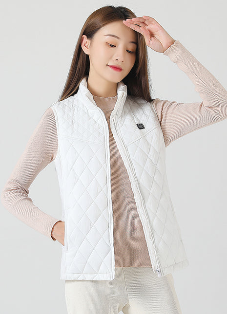 Women's White 9 Area Smart Heated Gilet