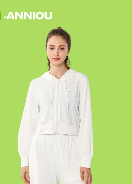 Women's Drawstring Hooded Yoga Shirt