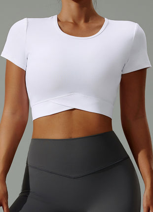 Women's White Short Sleeve Crop Top T-Shirts