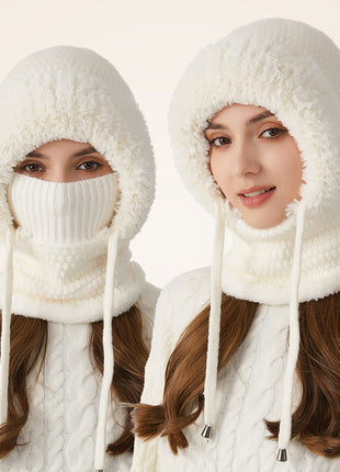 Women's White Thickened 3 in 1 Knit Balaclavas