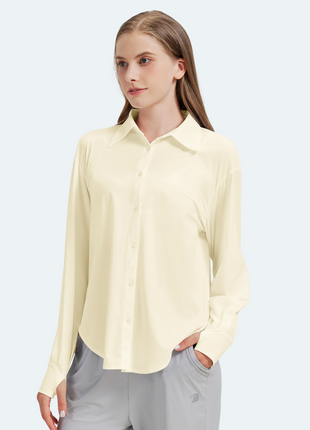Women's Yellow Slim Fit Slit UV Protection Shirt