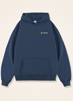Women’s grey blue 450GSM Heavyweight Fleece-lined Hooded Sweatshirt