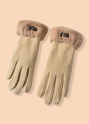 Yellow Waffle Warm Gloves