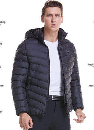 adjustable temperature single button 3 area heated jacket