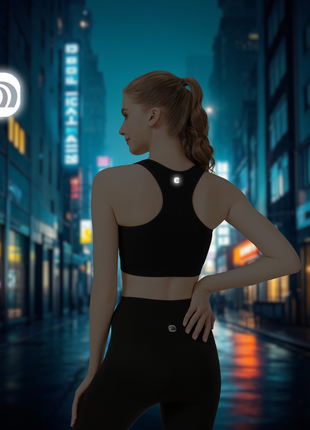 athletic tank top with reflective logo design