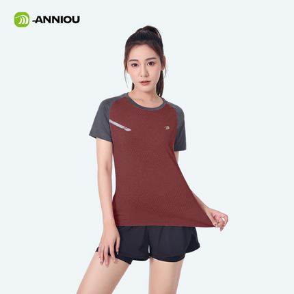 ANNIOU Sports Quick Dry Tops for Women Breathable Lightweight Fitness Yoga Stretch Short-sleeved Outdoor Running T-shirts