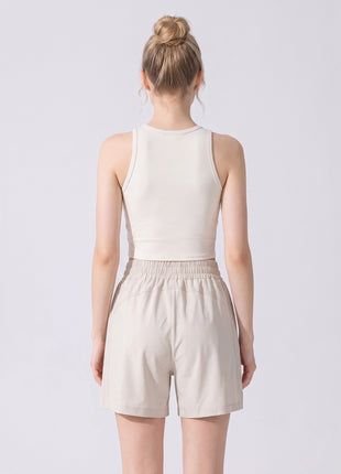 back of #ivory Anniou High Rise Split Running Shorts