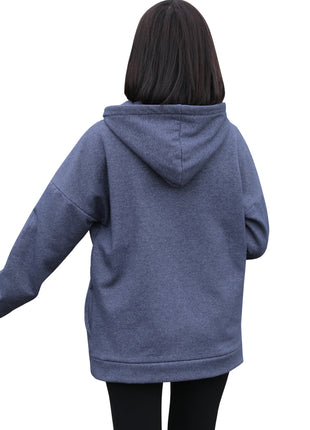 back of women's thermal hooded sweatshirt