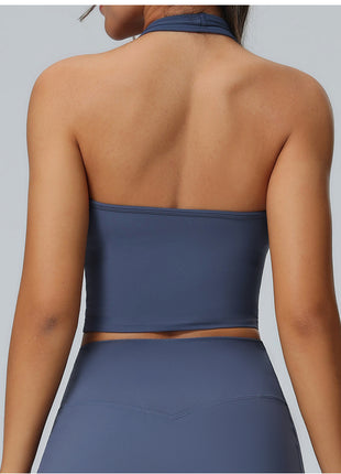backless halter sports bra