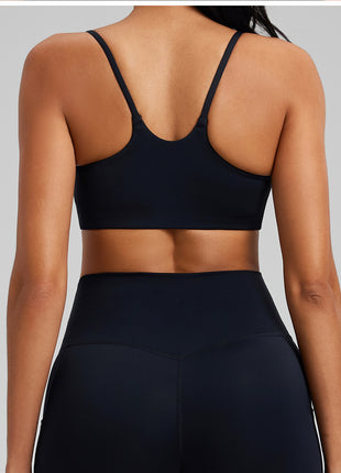beauty back #black thin strap sports bra