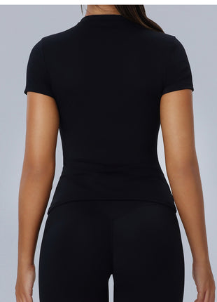 black fitted workout top