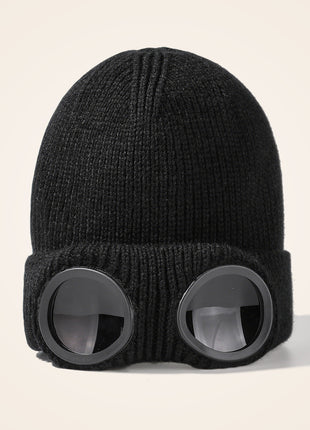 black goggles knit beanie