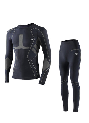 black grey womens thermal ski base layer set