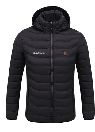 black heated duck down jacket
