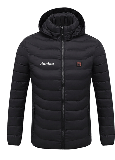 black heated duck down jacket
