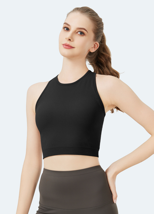 black high elastic seamless sports bra