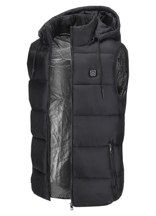 black hooded heated vest