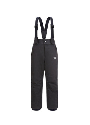 black kids waterproof ski bib pants