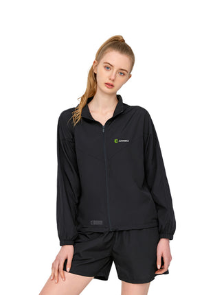 black loose fit breathable hooded sun jacket
