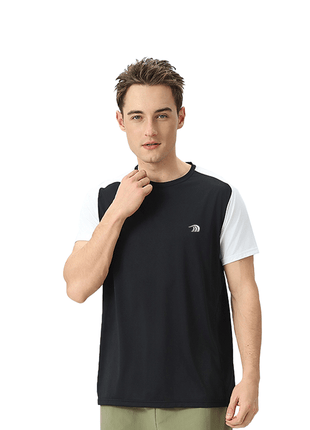 black mens colorblock quick dry t shirt