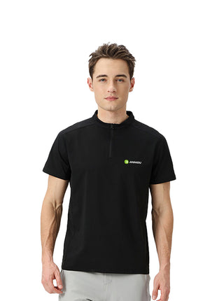 black outdoor half zip quick dry t shirt