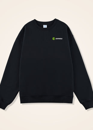 black plain fleece crewneck pullover