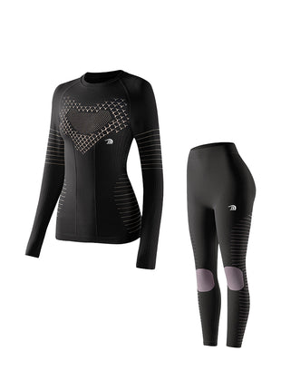 black seamless ski base layer set