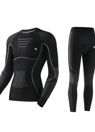 black ski thermal compression underwear set