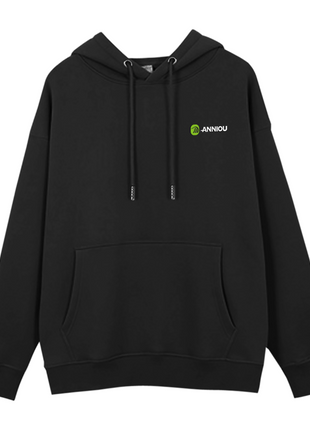 black unisex oversized drawstring hoodie